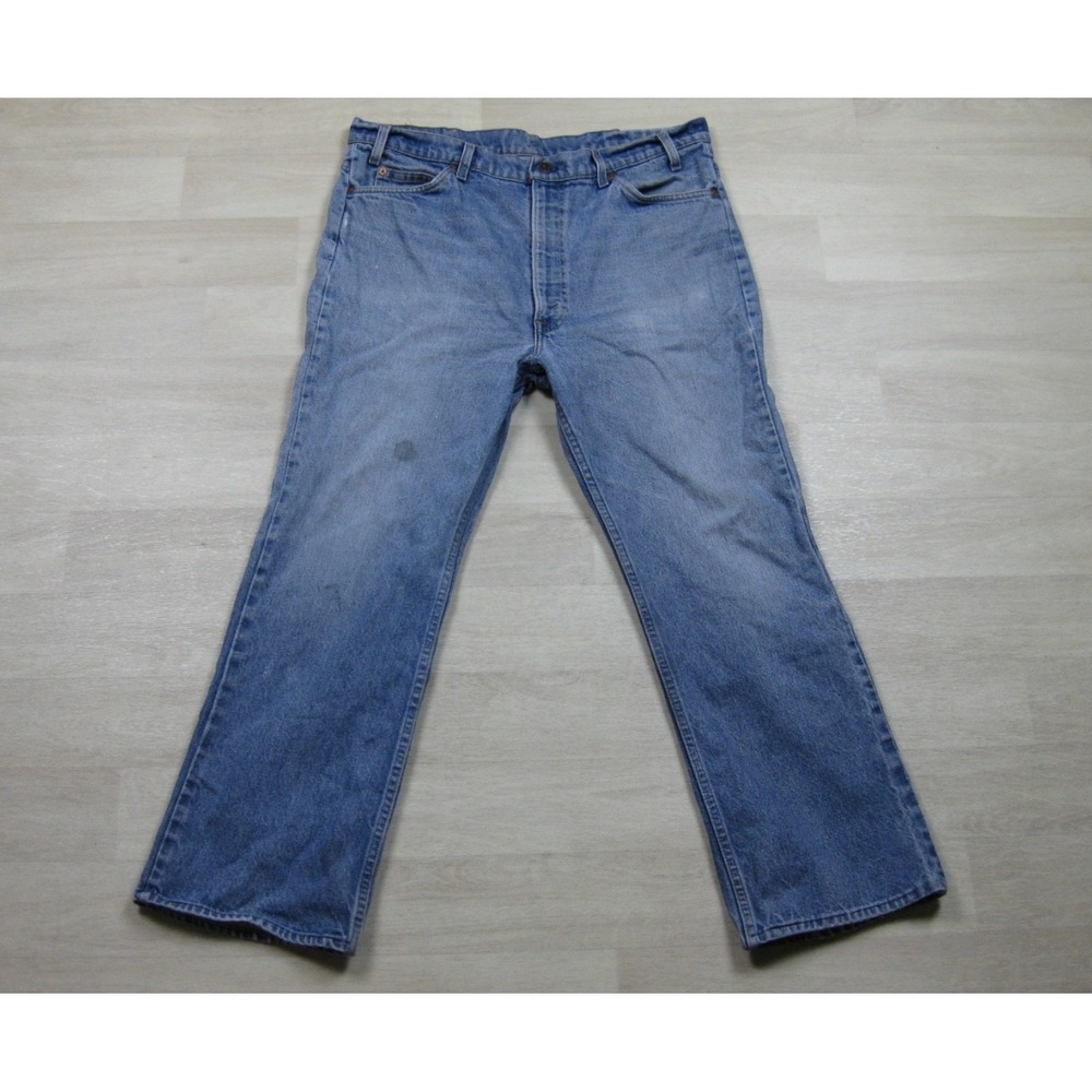 Vintage 80s Levis 517 Jeans Mens 38x29 Orange Tab Bootcut Saddleman Distress